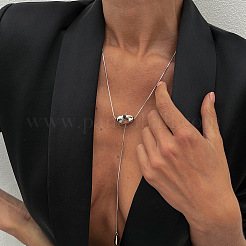 Iron Snake Chain with CCB Plastic Teardrop Tassel Lariat Necklaces&nbsp;FS-WG4E033-02