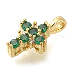 Brass Pave Clear Cubic Zirconia Pendants&nbsp;KK-M101-01G-05