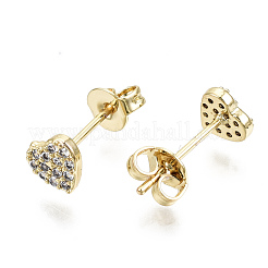 Brass Micro Pave Clear Cubic Zirconia Stud Earrings&nbsp;EJEW-T046-26G-NF