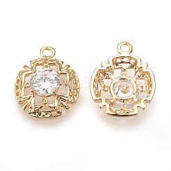 Brass Cubic Zirconia Pendants&nbsp;ZIRC-R015-112G
