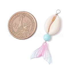 Dyed Natural Howlite Round & Natural Cowrie Shell & Cellulose Acetate(Resin) Mermaid Tail Big Pendants&nbsp;PALLOY-JF04122