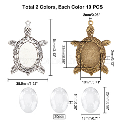 20Pcs 2 Colors Turtle Alloy Pendant Cabochons Settings&nbsp;DIY-PH0003-26-WH
