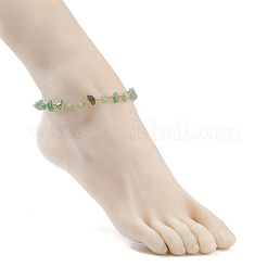 Gemstone Chips Beaded Anklet with 304 Stainless Steel Chains for Women&nbsp;X-AJEW-AN00497