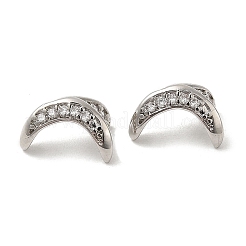 Rack Plating Brass Micro Pave Cubic Zirconia Beads Caps&nbsp;KK-F863-12P