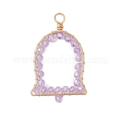 5Pcs Light Golden Copper Wire Wrapped Glass Beads Big Pendants&nbsp;PALLOY-JF03121