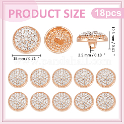 18Pcs 1-Hole Zinc Alloy Rhinestone Shank Buttons&nbsp;BUTT-WR0001-36KCG