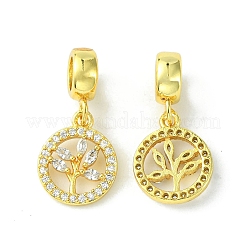 Rack Plating Brass Micro Pave Cubic Zirconia European Dangle Charms&nbsp;KK-K330-44G
