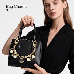 4Pcs 4 Styles Alloy Rhinestone with Acrylic Pearl Bead Charm Cable Chain Bag Decorative Chains&nbsp;HJEW-FS00060-04