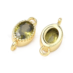 Brass Pave Cubic Zirconia Oval Connector Charms&nbsp;KK-P348-07G-02