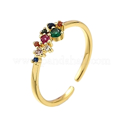 Brass Micro Pave Cubic Zirconia Cuff Rings for Women&nbsp;RJEW-H247-32G