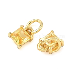 Brass Pave Cubic Zirconia Pendants&nbsp;KK-I355-13G