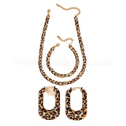 Fashionable Leopard Print  Alloy Chain Bracelets & U Shape Earrings & Chain Necklaces Sets&nbsp;FS-WG89FAF-01