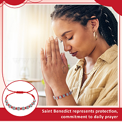 24Pcs Alloy Oval with St. Benedict & Cross Beads Bracelets&nbsp;BJEW-GO0001-23