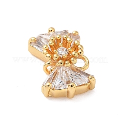 Brass Pave Clear Cubic Zirconia Bowknot Links&nbsp;KK-D024-15G