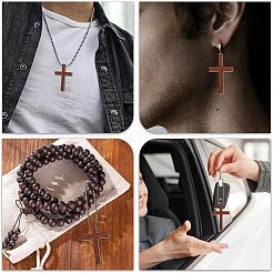DIY Cross Wood Pendant Decoration Making Kit&nbsp;DIY-GL0004-110