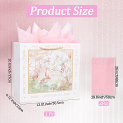 1Pc French Retro Leaf Printed Rectangle Paper Tote Bags&nbsp;ABAG-SP0001-29B