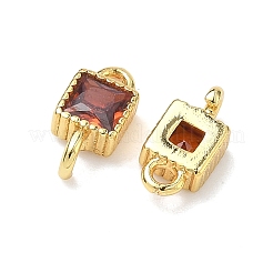 Brass Pave Cubic Zirconia Square Connector Charms&nbsp;KK-P348-12G-06