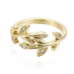 Brass Micro Pave Clear Cubic Zirconia Cuff Rings&nbsp;RJEW-S044-122-NF