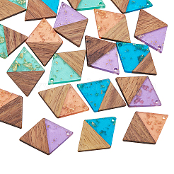 Transparent Resin & Walnut Wood Pendants&nbsp;RESI-CJ0001-72