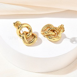 Curb Chain 304 Stainless Steel Stud Earrings for Women&nbsp;EJEW-K333-29G