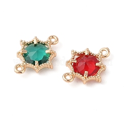 Brass Pave Glass Connector Charms&nbsp;KK-Z046-02G