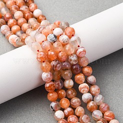 Faceted Natural Fire Crackle Agate Beads Strands&nbsp;X-G-F447-6mm-B03