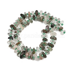 Natural Green Lodolite Quartz/Garden Quartz/Green Phantom Quartz Beads Strands&nbsp;GG-CBA3A44-B10-01