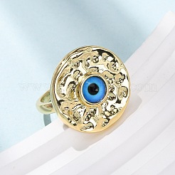 Brass Enamel Cuff Rings for Women&nbsp;RJEW-K264-05G