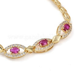 Cubic Zirconia Oval Link Chain Bracelet&nbsp;BJEW-Z069-01G-02