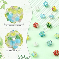8Pcs 8 Colors Handmade Bumpy Lampwork Beads&nbsp;LAMP-YW0004-17