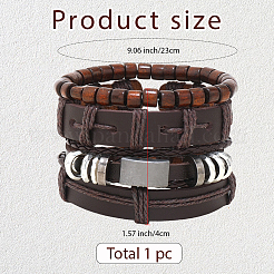 1Pc Cowhide & Imitation Leather Cord Knitted Multi-strand Bracelets&nbsp;AJEW-GF0011-50F
