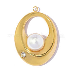 Oval 304 Stainless Steel Rhinestone Pendants&nbsp;STAS-OY018-18G