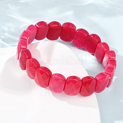 Dyed Natural White Jade Beaded Stretch Bracelets for Unisex&nbsp;G-K303-01K-01