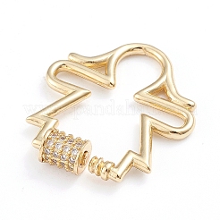 Brass Micro Pave Clear Cubic Zirconia Screw Carabiner Lock Charms&nbsp;X-ZIRC-I041-07G