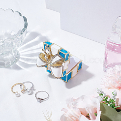 Square Bowknot Alloy Enamel with Crystal Rhinestone Jewelry Magnetic Storage Boxes&nbsp;CON-SP0001-32B