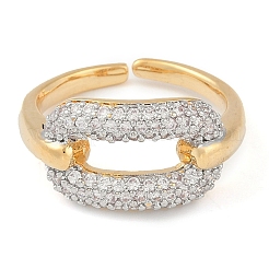 Oval Brass Micro Pave Clear Cubic Zirconia Finger Ring&nbsp;RJEW-Q819-28G