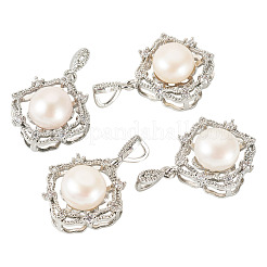 4Pcs Natural Pearl Pendants&nbsp;PALLOY-TAC0181