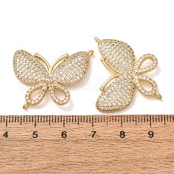 Brass Micro Pave Clear Cubic Zirconia Connector Charms&nbsp;CU-CBA4579-01G-B