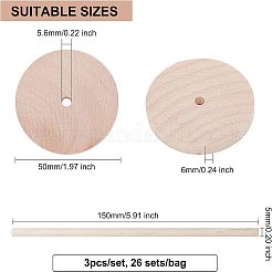26 Sets Chinese Cherry Wood Unfinshed Wheel & Stick&nbsp;DIY-OC0004-16