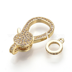 Brass Micro Pave Cubic Zirconia Lobster Claw Clasps&nbsp;ZIRC-S058-17G