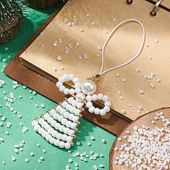 Christmas Glass Seed Beaded Pendant Decorations&nbsp;HJEW-TA00013-04