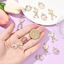 2Pcs 2 Styles Alloy Glass Pendants&nbsp;FIND-YW0010-32A