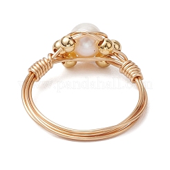 Round Natural Cultured Freshwater Pearl Finger Ring&nbsp;RJEW-JR00752