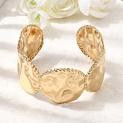 Boho 304 Stainless Steel Hammered Texture Cuff Bangles&nbsp;SA-CBA1E89-01B-G