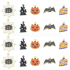 12Pcs 6 Style Halloween Theme Alloy Enamel Pendants&nbsp;ENAM-FS0001-46