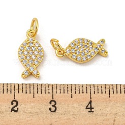 Jesus Fish/Ichtus Real 18K Gold Plated Rack Plating Brass Micro Pave Cubic Zirconia Pendants&nbsp;KK-R153-04G
