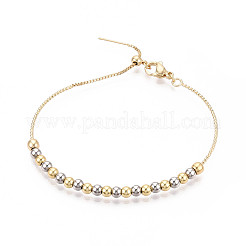Adjustable Brass Beaded Slider Bracelets for Women&nbsp;BJEW-T022-17G