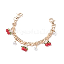 2Pcs Glass Flower & Fruit Bag Decorative Chains&nbsp;AJEW-BA00172-02
