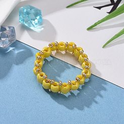 Round Glass Seed Beaded Finger Rings&nbsp;RJEW-JR00307-03