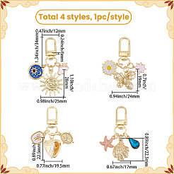 4Pcs 4 Styles Alloy & Enamel & Glass & ABS Plastic Pearl Pendant Decorations&nbsp;HJEW-SC0003-47